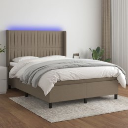 Łóżko kontynentalne z materacem, taupe, 140x190 cm, tkanina Lumarko!