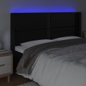 Zagłówek do łóżka z LED, czarny 203x16x118/128cm sztuczna skóra Lumarko!