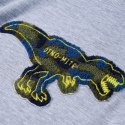 Koszulka dziecięca z długimi rękawami, z dinozaurem, szary melanż, 116 Lumarko!