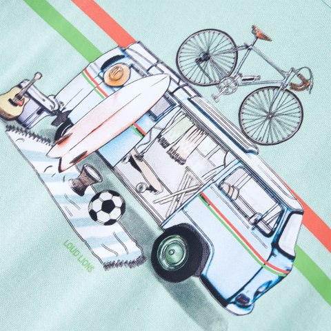 Koszulka dziecięca z nadrukiem busa, jasnomiętowa, 104 Lumarko! #