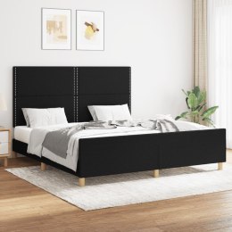 Rama łóżka z zagłówkiem, czarna, 160x200 cm, obita tkaniną Lumarko!