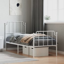 Metalowa rama łóżka z wezgłowiem i zanóżkiem, biała, 75x190 cm Lumarko!