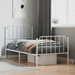 Metalowa rama łóżka z wezgłowiem i zanóżkiem, biała, 90x190 cm Lumarko!