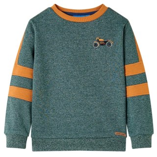 Bluza dziecięca z nadrukiem motocykla, ciemnozielony melanż, 92 Lumarko!