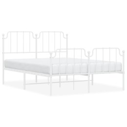 Metalowa rama łóżka z wezgłowiem i zanóżkiem, biała, 140x200 cm Lumarko!