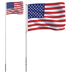 Flaga Stanów Zjednoczonych z masztem, 5,55 m, aluminium Lumarko!
