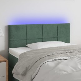 Zagłówek do łóżka z LED, ciemnozielony, 80x5x78/88 cm, aksamit Lumarko!