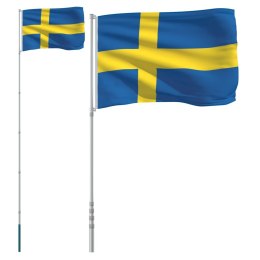 Flaga Szwecji z masztem, 5,55 m, aluminium Lumarko!