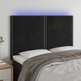 Zagłówek do łóżka z LED, czarny, 144x5x118/128 cm, aksamit Lumarko!