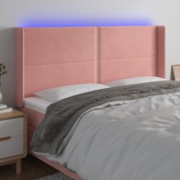 Zagłówek do łóżka z LED, różowy, 163x16x118/128 cm, aksamit Lumarko!