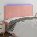 Zagłówek do łóżka z LED, różowy, 200x5x118/128 cm, aksamit Lumarko!