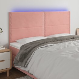 Zagłówek do łóżka z LED, różowy, 200x5x118/128 cm, aksamit Lumarko!
