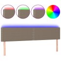 Zagłówek do łóżka z LED, taupe, 180x5x78/88 cm, tkanina Lumarko!