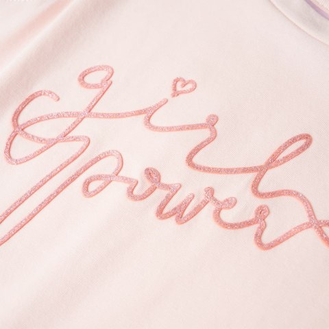 Koszulka dziecięca, z falbankami, brokatowy napis, delikatny róż, 92 Lumarko! #