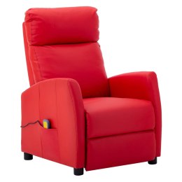 Elektryczny fotel masujący, czerwony, sztuczna skóra Lumarko!