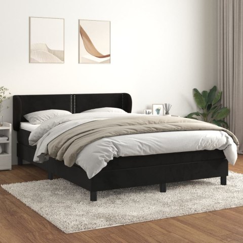 Łóżko kontynentalne z materacem, czarne, 140x200 cm, aksamit Lumarko!
