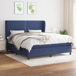 Łóżko kontynentalne z materacem, niebieskie, tkanina, 180x200cm Lumarko!