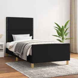 Rama łóżka z zagłówkiem, czarna, 90x190 cm, obita tkaniną Lumarko!