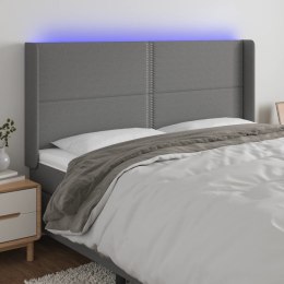 Zagłówek do łóżka z LED, ciemnoszary, 183x16x118/128cm, tkanina Lumarko!