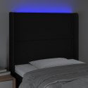 Zagłówek do łóżka z LED, czarny, 103x16x118/128 cm, tkanina Lumarko!