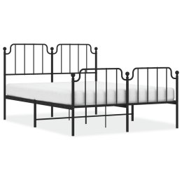 Metalowa rama łóżka z wezgłowiem i zanóżkiem, czarna, 135x190cm Lumarko!