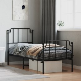 Metalowa rama łóżka z wezgłowiem i zanóżkiem, czarna, 75x190 cm Lumarko!