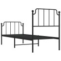 Metalowa rama łóżka z wezgłowiem i zanóżkiem, czarna, 75x190 cm Lumarko!