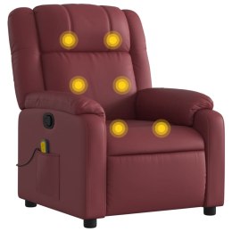 Rozkładany fotel masujący, winna czerwień, obity sztuczną skórą Lumarko!