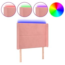 Zagłówek do łóżka z LED, różowy, 83x16x118/128 cm, aksamit Lumarko!