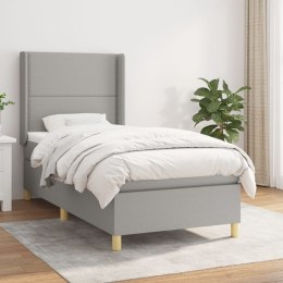 Łóżko kontynentalne z materacem, jasnoszare, tkanina, 90x200 cm Lumarko!