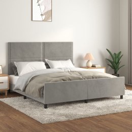Rama łóżka z zagłówkiem, jasnoszara, 160x200 cm, aksamitna Lumarko!