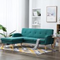 Sofa z leżanką, obita tkaniną, 186 x 136 x 79 cm, zielona Lumarko!
