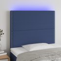 Zagłówek do łóżka z LED, niebieski, 90x5x118/128 cm, tkanina Lumarko!