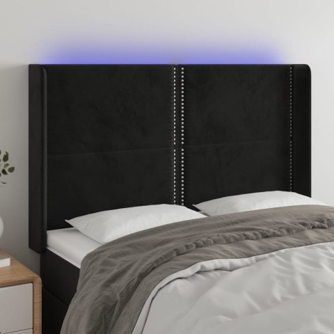 Zagłówek do łóżka z LED, czarny, 147x16x118/128 cm, aksamit Lumarko!
