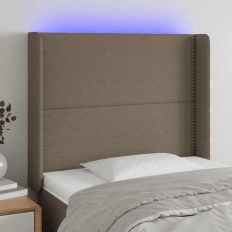 Zagłówek do łóżka z LED, taupe, 93x16x118/128 cm, tkanina Lumarko!
