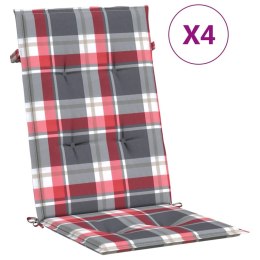 Poduszki na krzesła ogrodowe 4 szt., czerwona krata 120x50x3 cm Lumarko!