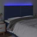 Zagłówek do łóżka z LED, niebieski, 200x5x118/128 cm, tkanina Lumarko!