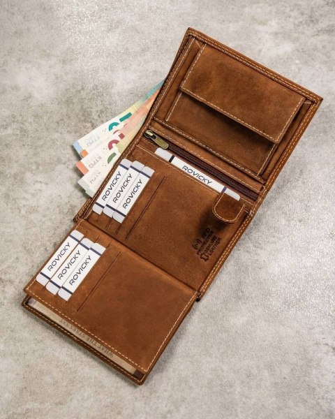 Duży portfel męski z nubukowej skóry naturalnej - Always Wild Lumarko!