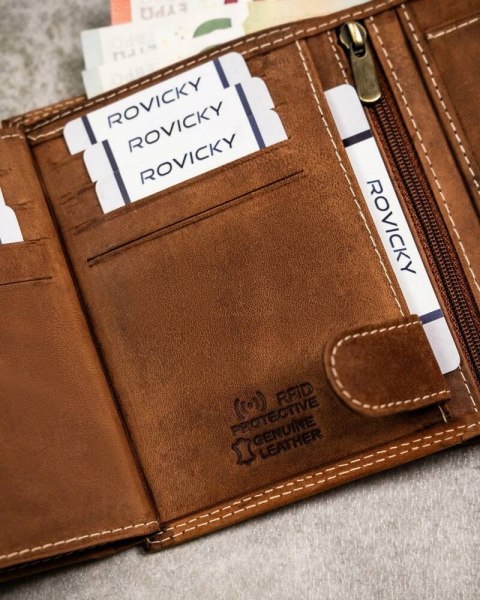 Duży portfel męski z nubukowej skóry naturalnej - Always Wild Lumarko!