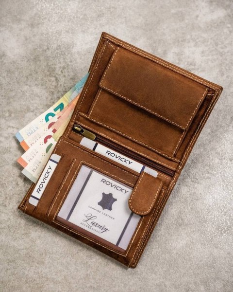 Duży portfel męski z nubukowej skóry naturalnej - Always Wild Lumarko!