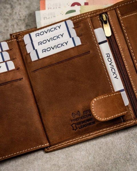 Duży portfel męski z nubukowej skóry naturalnej - Always Wild Lumarko!