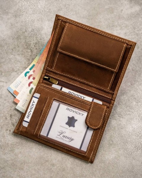 Duży Portfel Męski Z Nubukowej Skóry Naturalnej Lumarko!