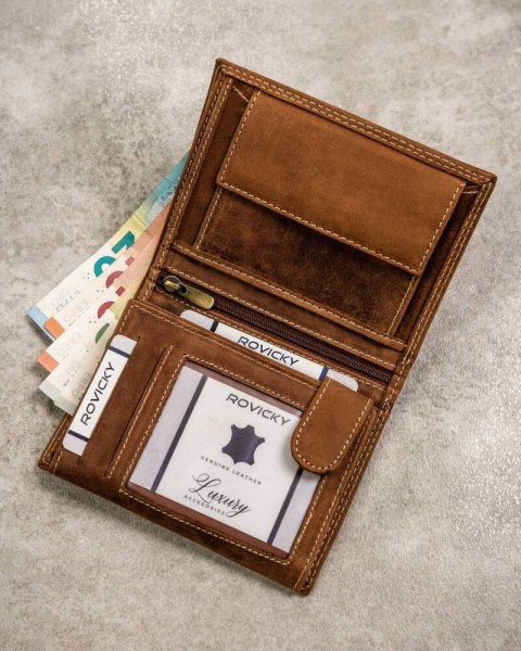 Duży Portfel Męski Z Nubukowej Skóry Naturalnej Lumarko!