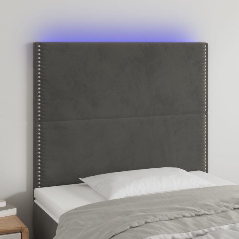 Zagłówek do łóżka z LED, ciemnoszary, 80x5x118/128 cm, aksamit Lumarko!