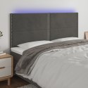 Zagłówek do łóżka z LED, ciemnoszary, 160x5x118/128 cm, aksamit Lumarko!