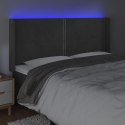 Zagłówek do łóżka z LED, ciemnoszary, 163x16x118/128cm, aksamit Lumarko!