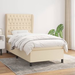 Łóżko kontynentalne z materacem, kremowe, tkanina, 90x190 cm Lumarko!
