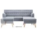Sofa z leżanką, obita tkaniną, 171,5x138x81,5 cm, jasnoszara Lumarko!