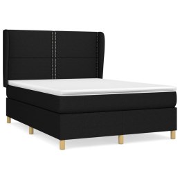 Łóżko kontynentalne z materacem, czarne, tkanina 140x200 cm Lumarko!
