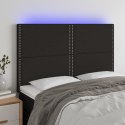 Zagłówek do łóżka z LED, czarny, 144x5x118/128 cm, tkanina Lumarko!